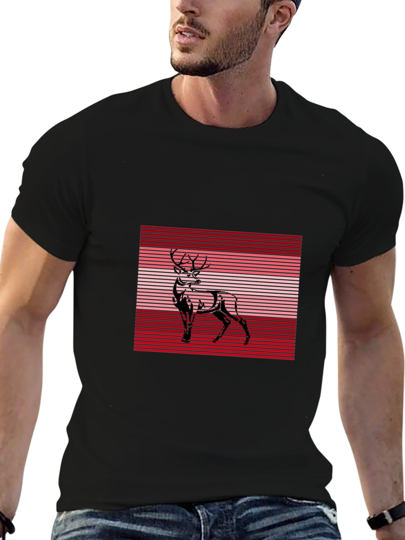 Deer Graphic Tee - Stylish Black T-Shirt
