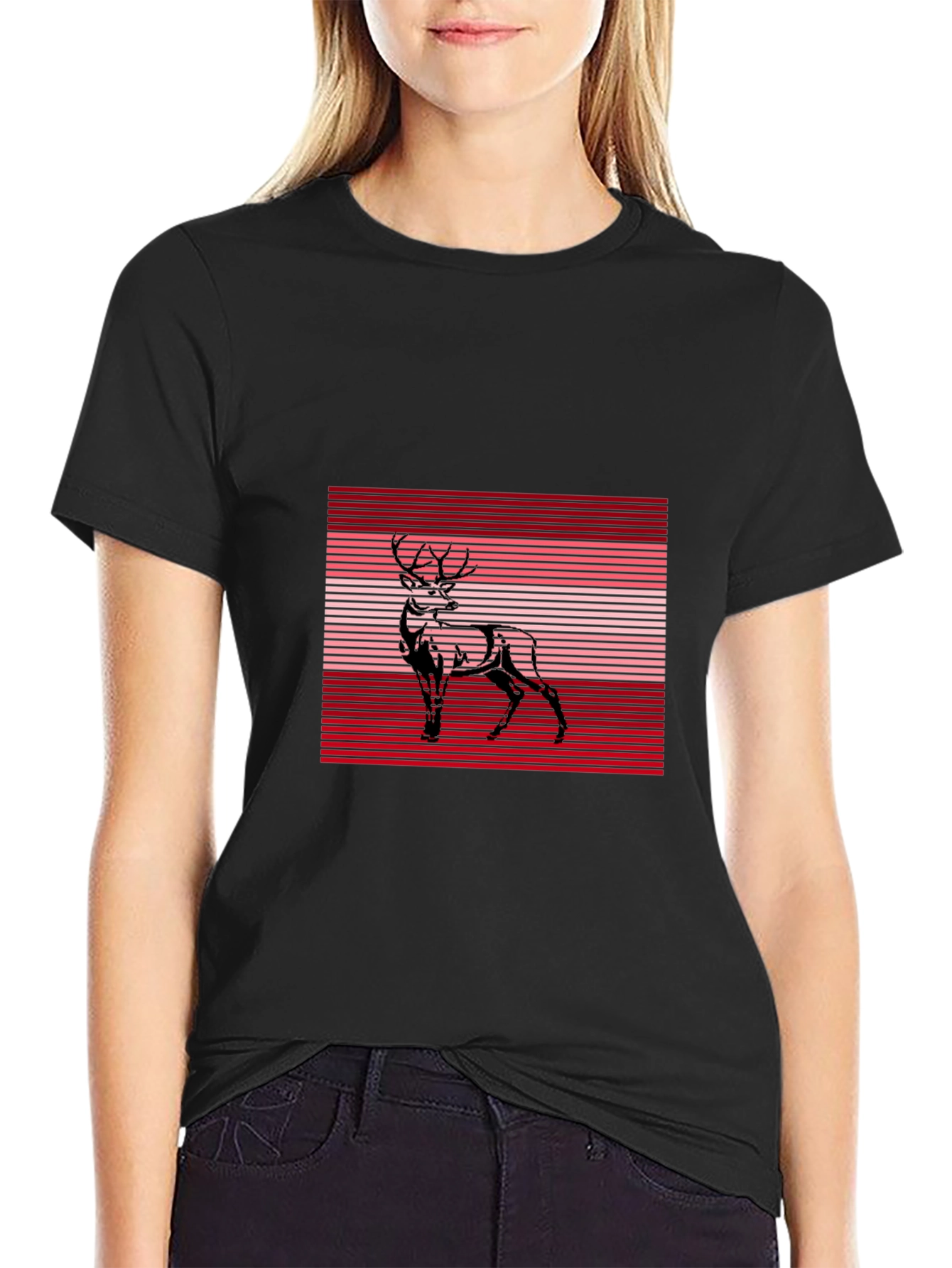 Deer Graphic Tee - Stylish Black T-Shirt