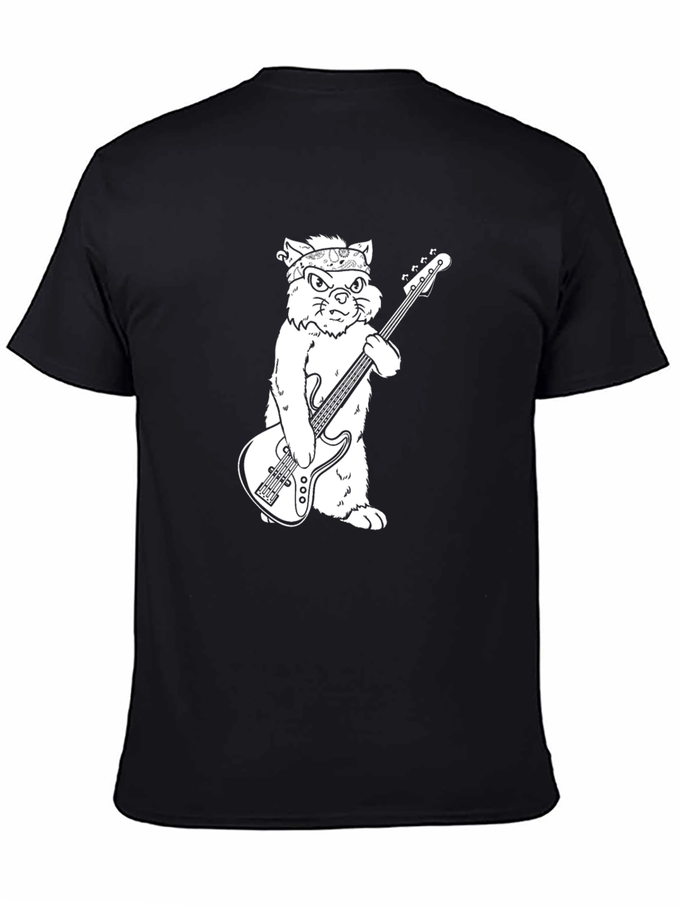 Cat Guitarist Black T-Shirt