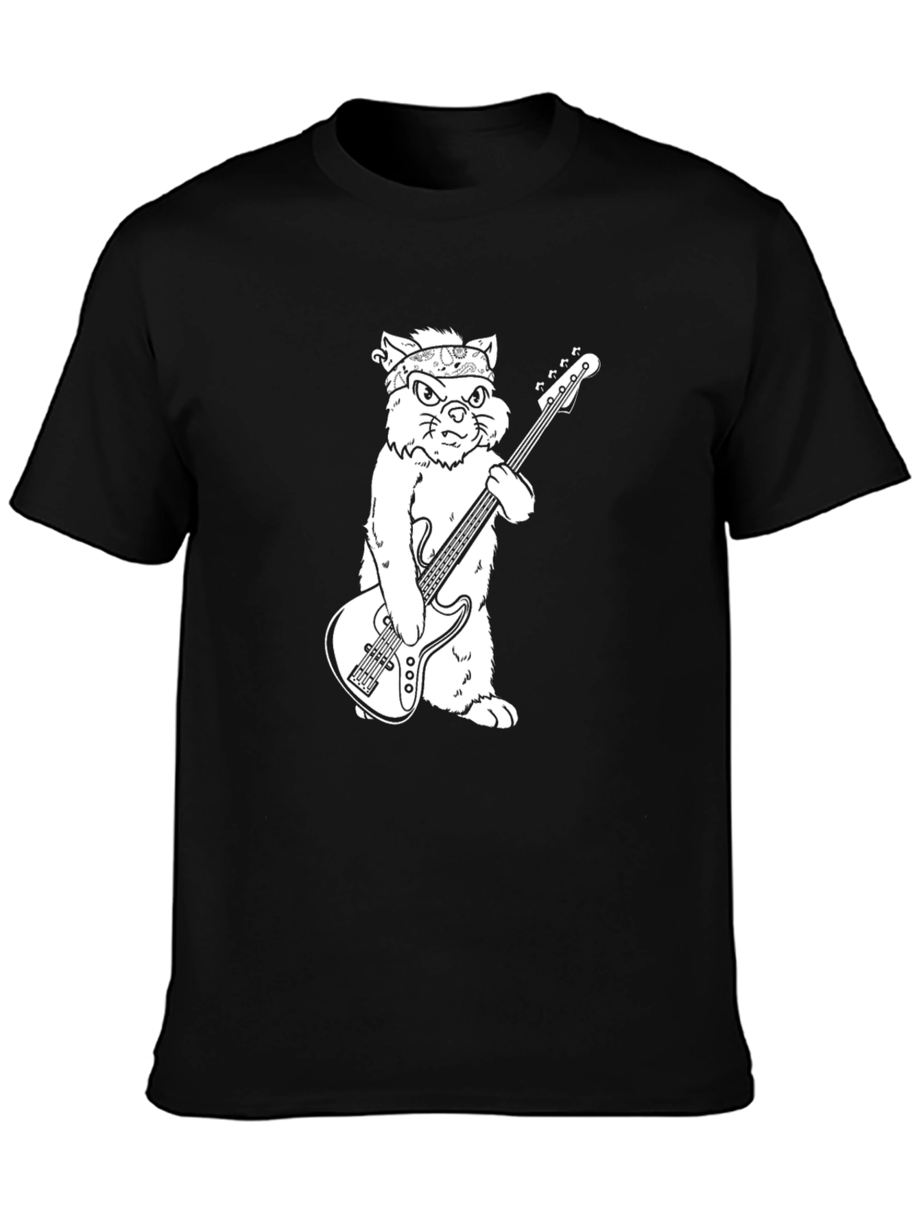 Cat Guitarist Black T-Shirt