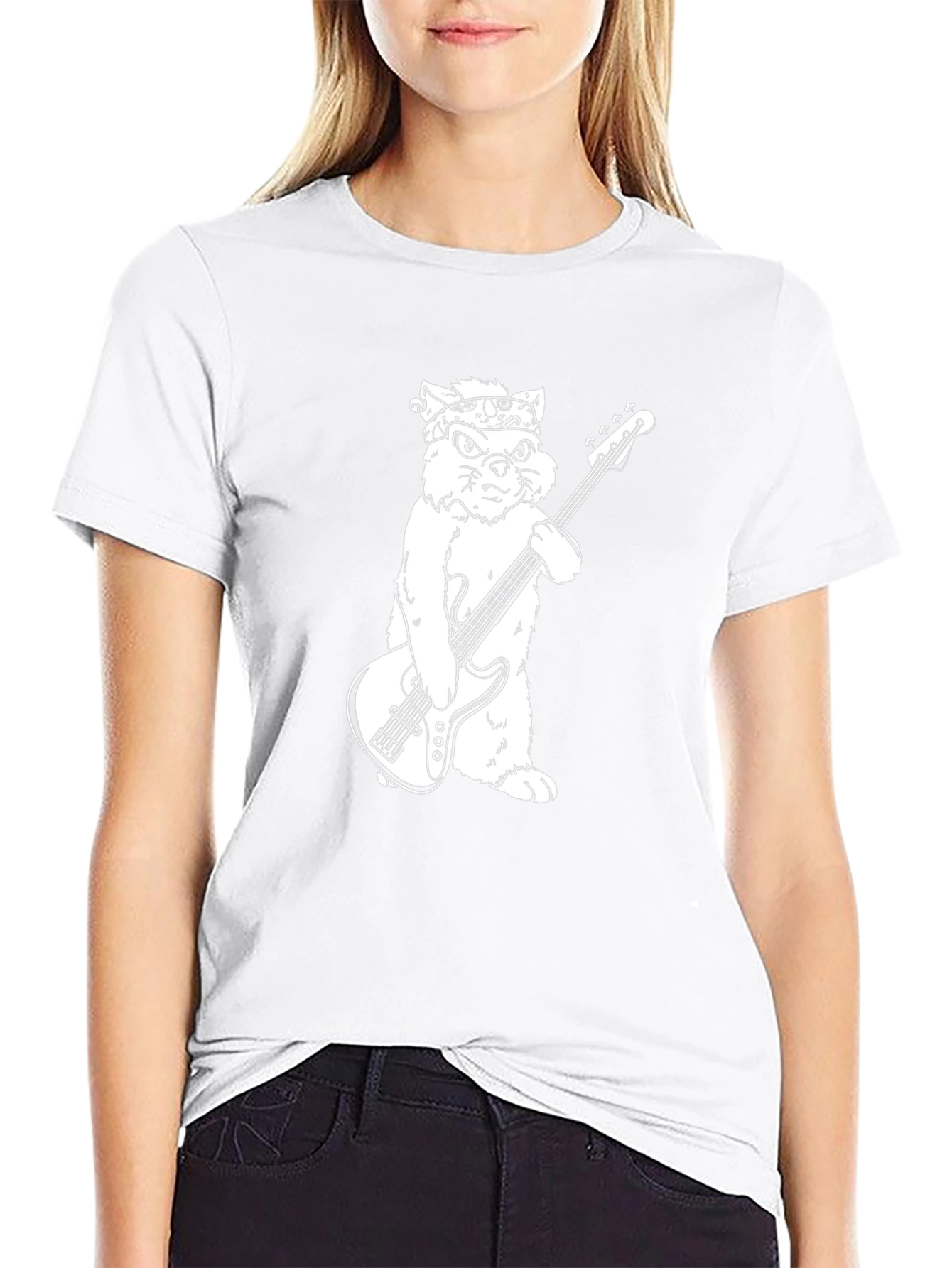 Cat Guitarist Black T-Shirt