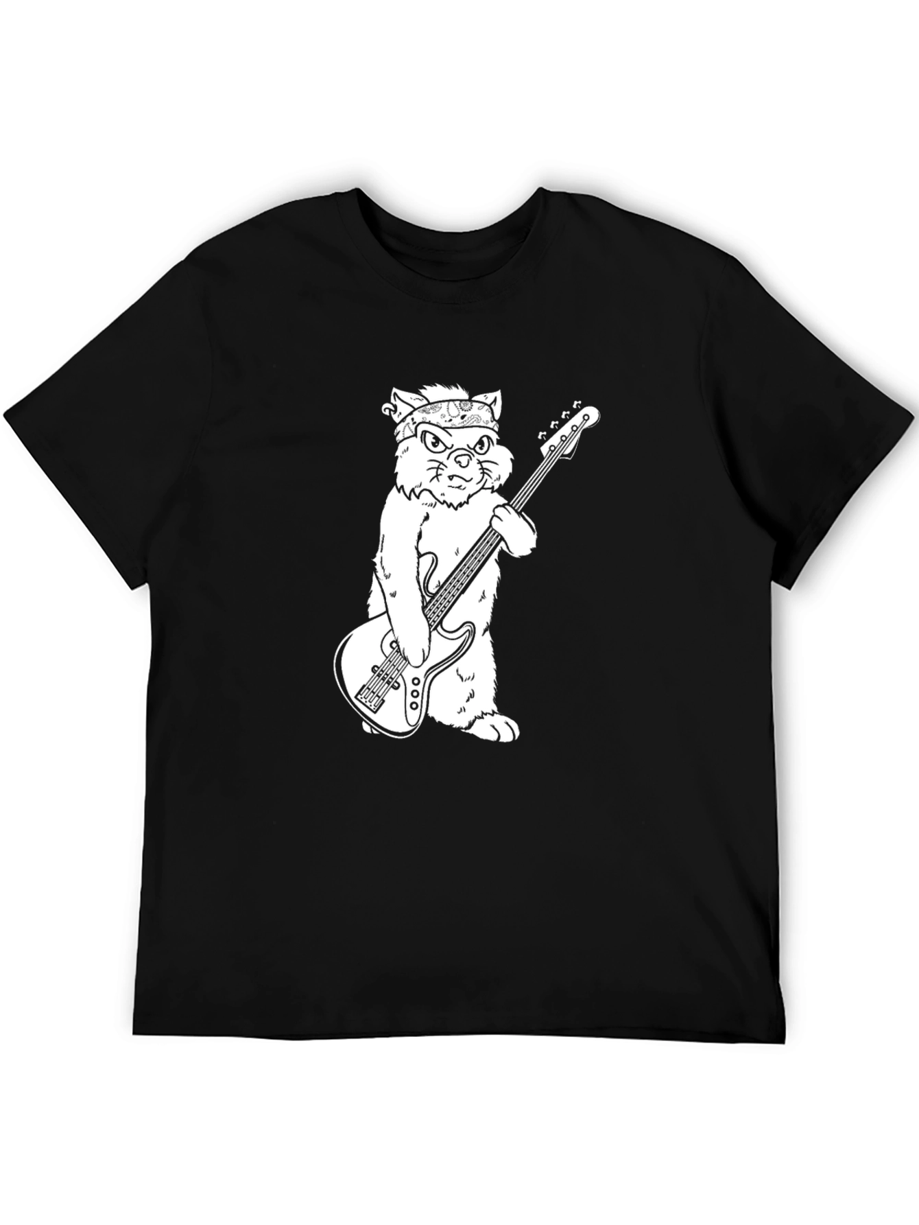 Cat Guitarist Black T-Shirt