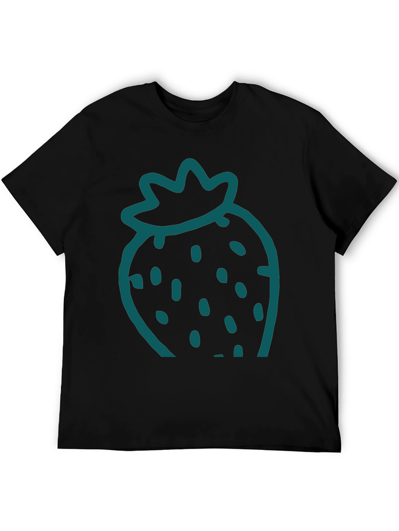 Strawberry Graphic Tee - Casual Black T-Shirt
