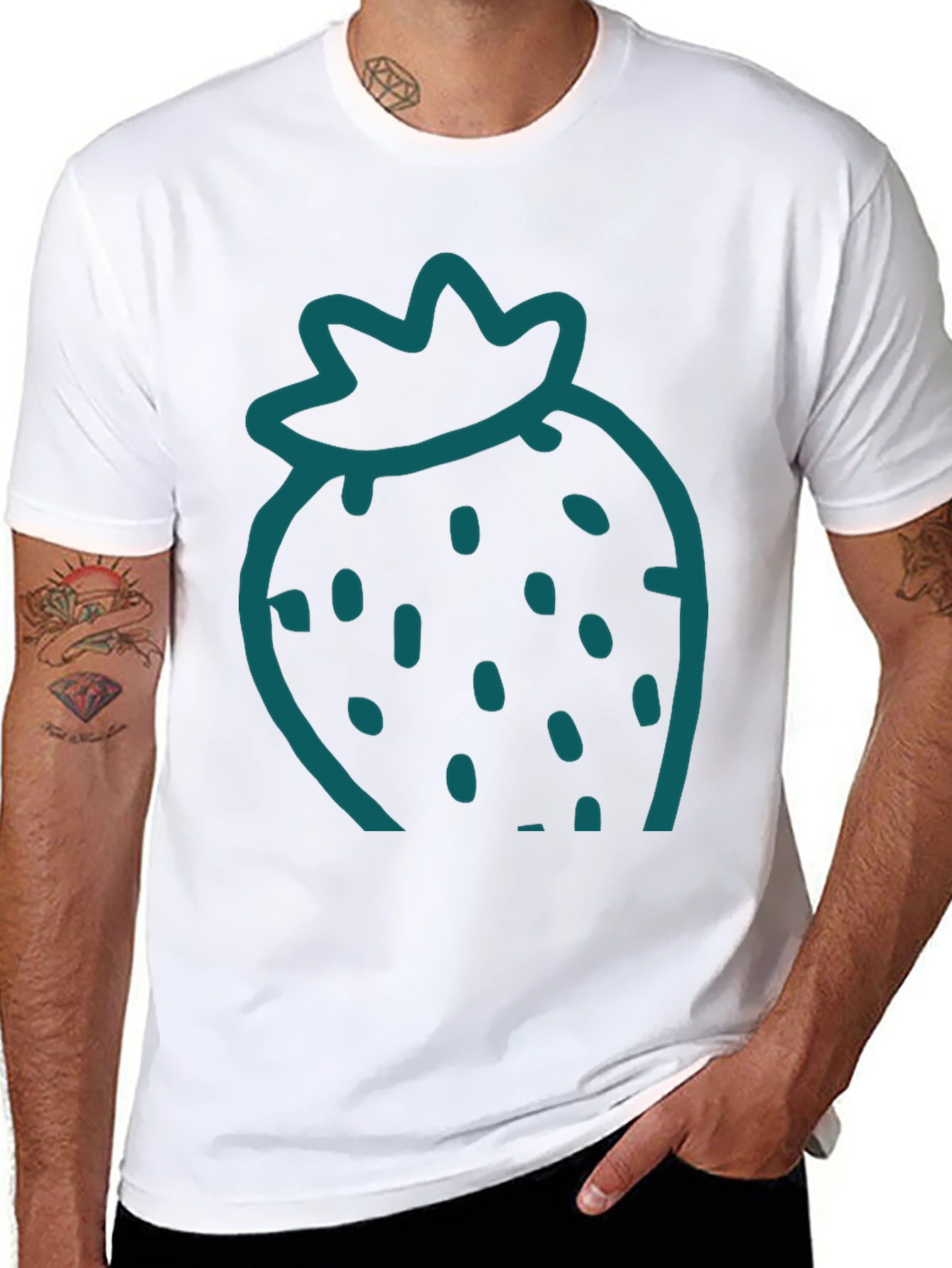 Strawberry Graphic Tee - Casual Black T-Shirt