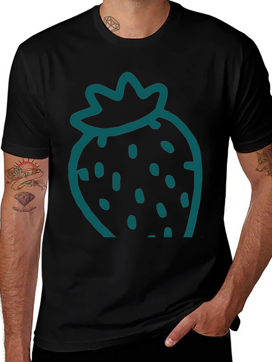 Strawberry Graphic Tee - Casual Black T-Shirt