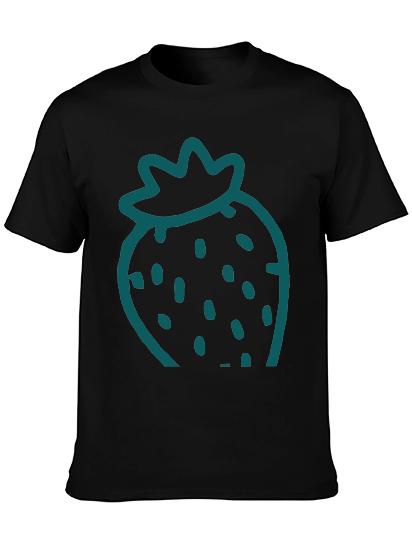 Strawberry Graphic Tee - Casual Black T-Shirt