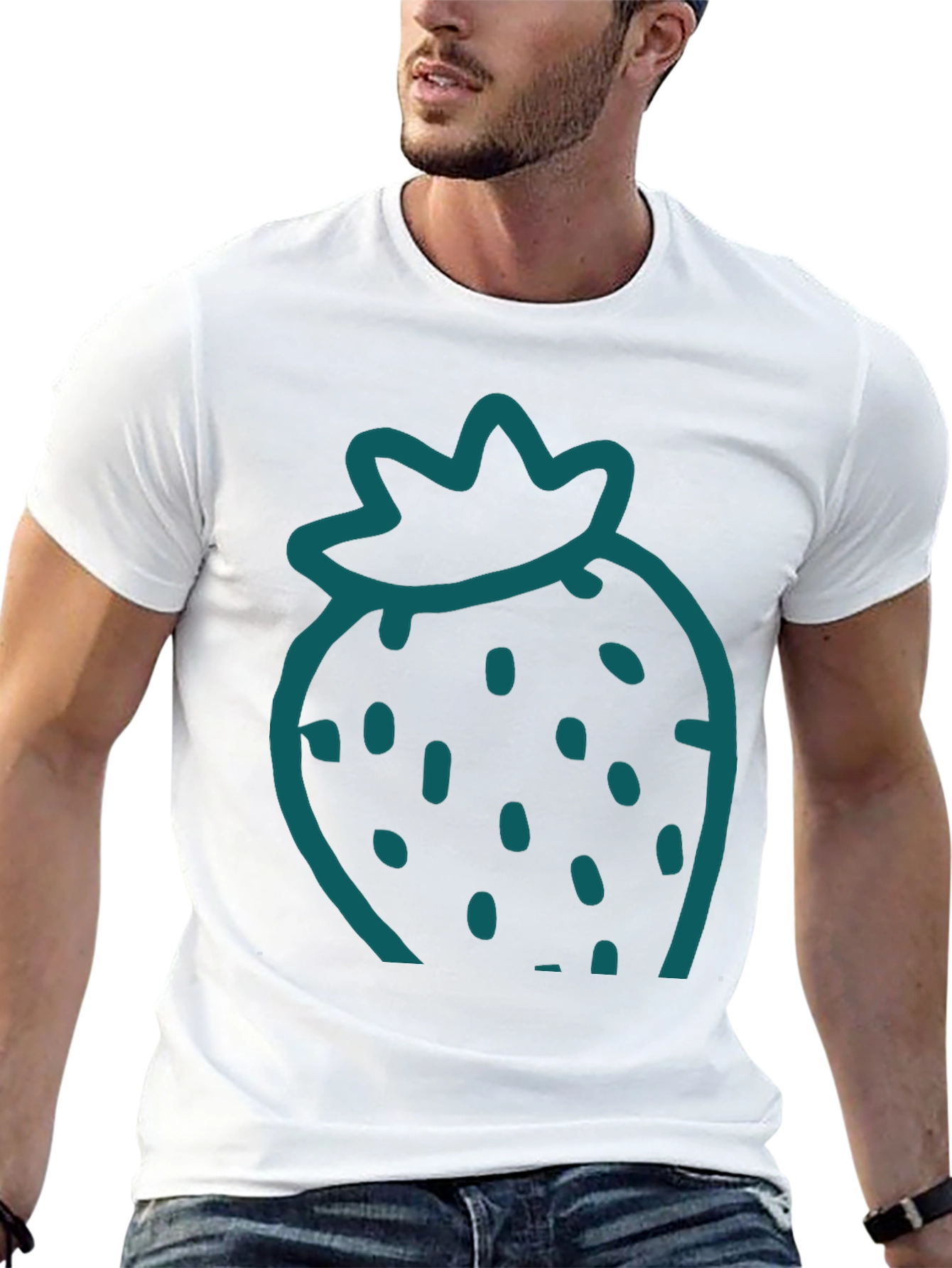 Strawberry Graphic Tee - Casual Black T-Shirt