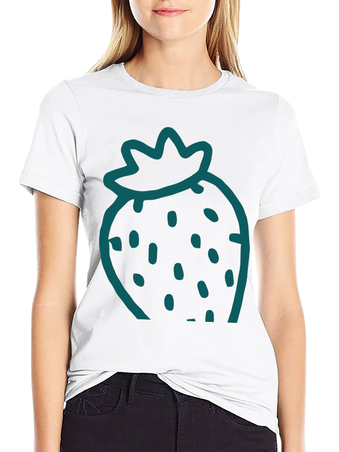 Strawberry Graphic Tee - Casual Black T-Shirt