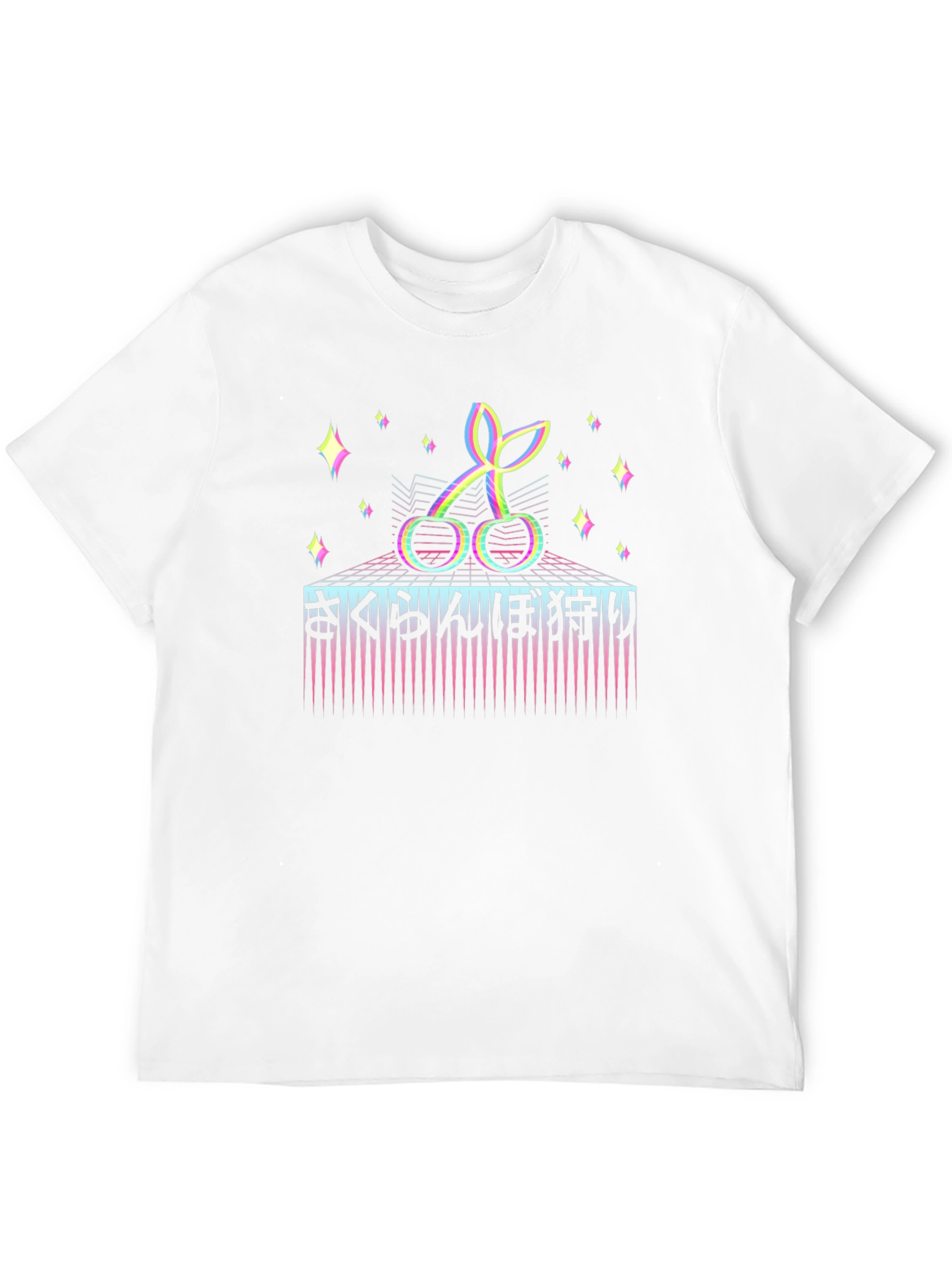 Vaporwave Cherry Japanese Text Graphic Tee