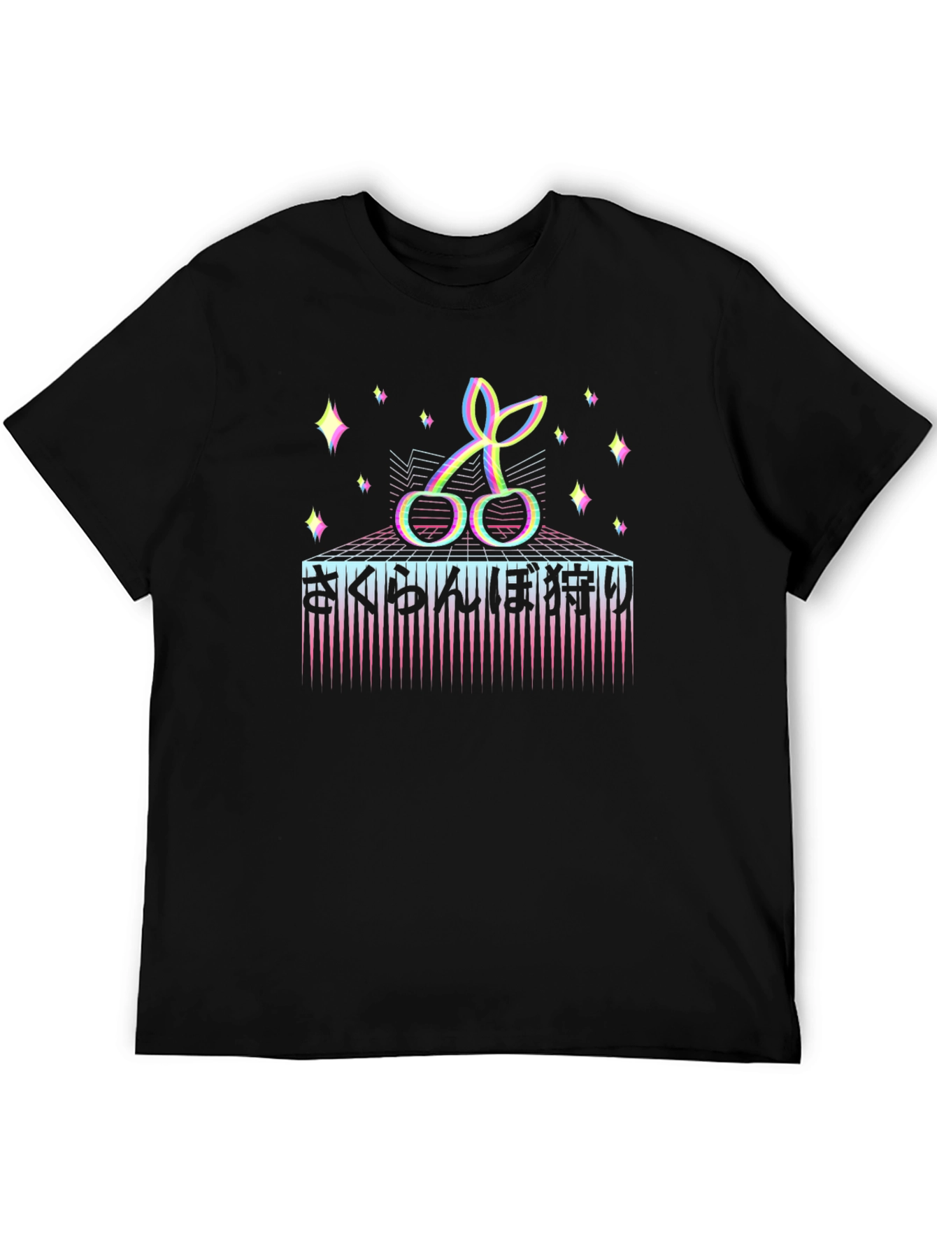 Vaporwave Cherry Japanese Text Graphic Tee