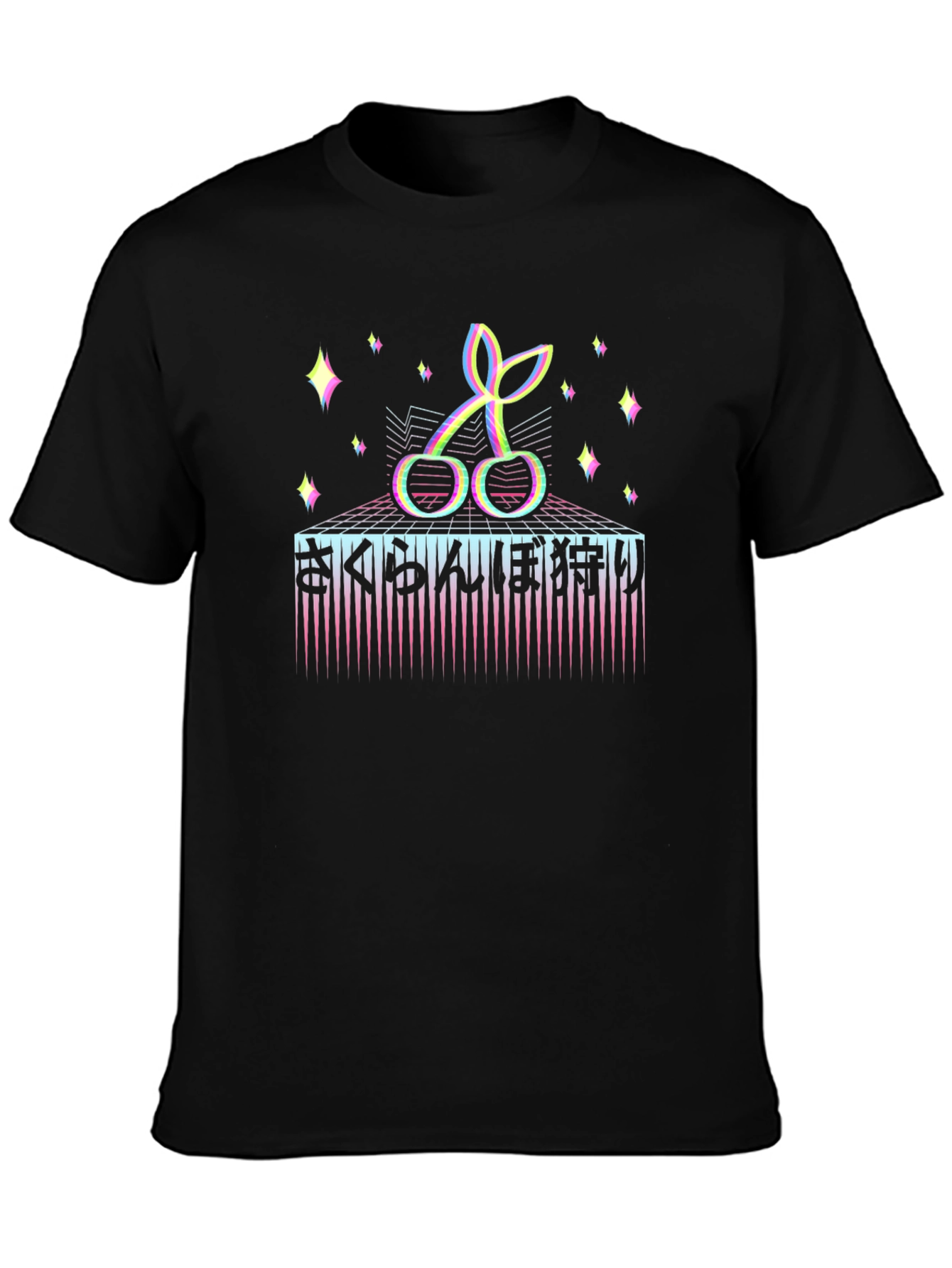 Vaporwave Cherry Japanese Text Graphic Tee