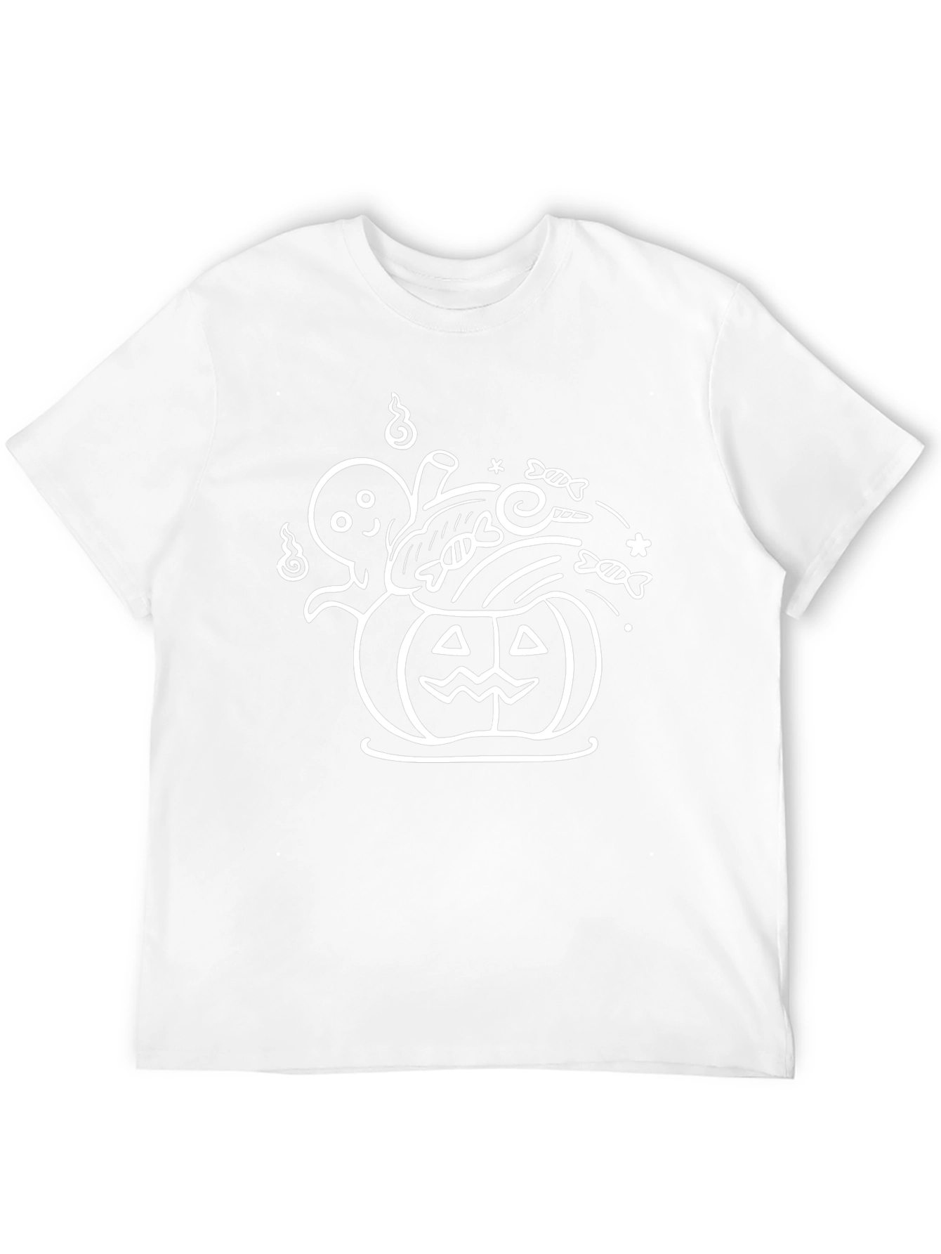Halloween Ghost & Pumpkin Graphic Tee - Black