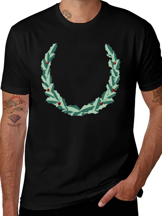 Holly Wreath Graphic Tee - Black