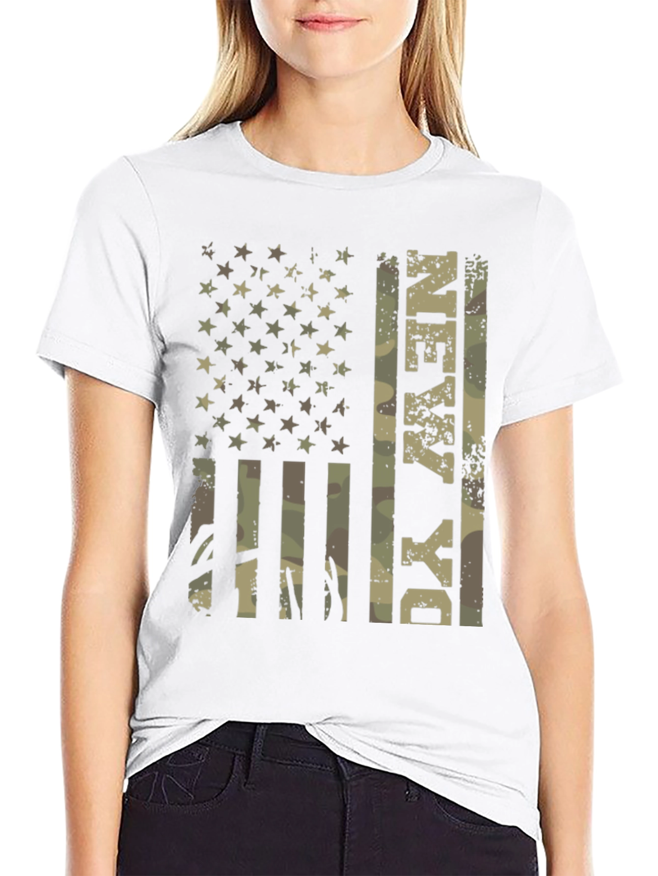 Military Camo Flag T-Shirt - Patriotic Graphic Tee