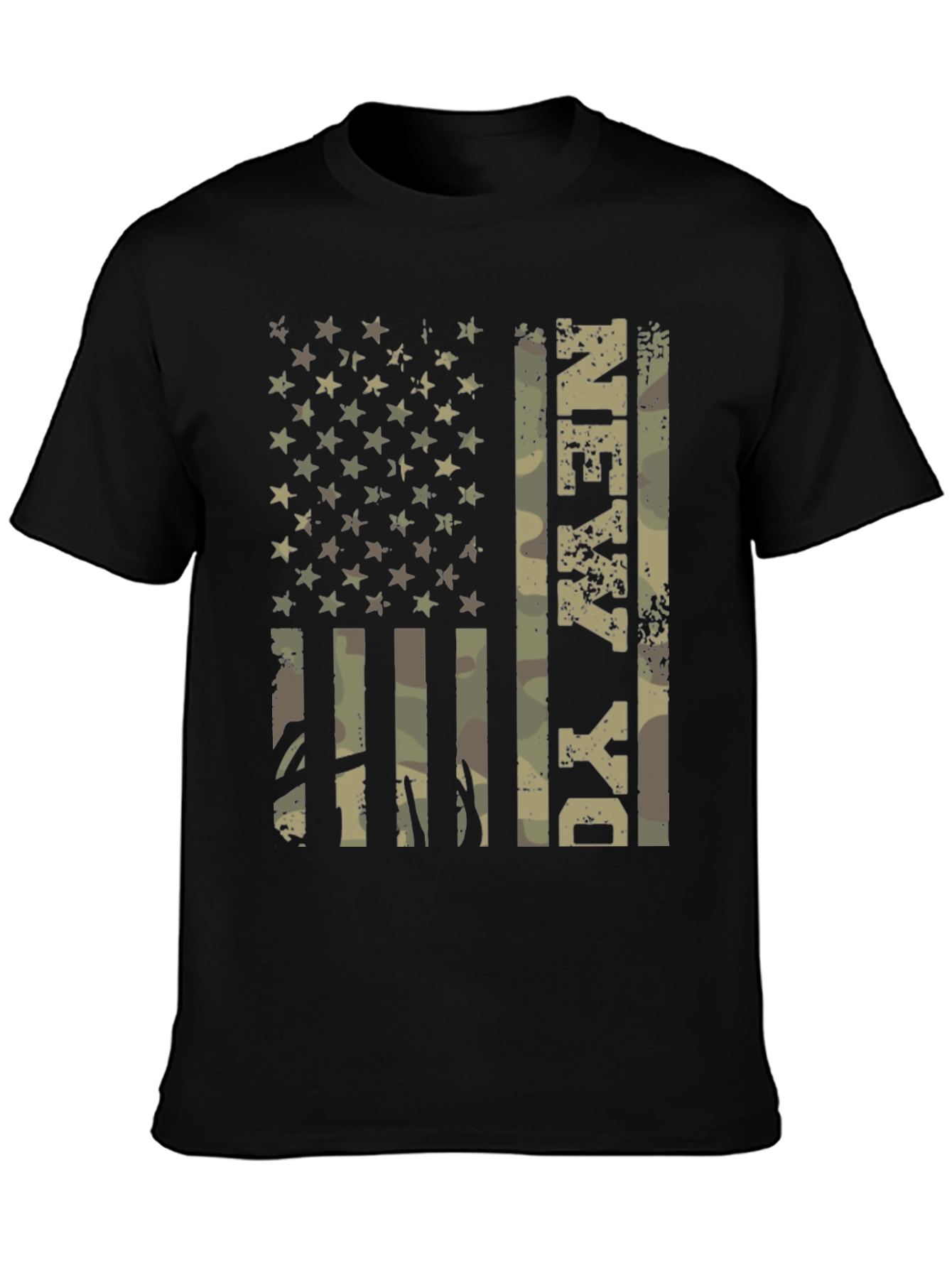 Military Camo Flag T-Shirt - Patriotic Graphic Tee
