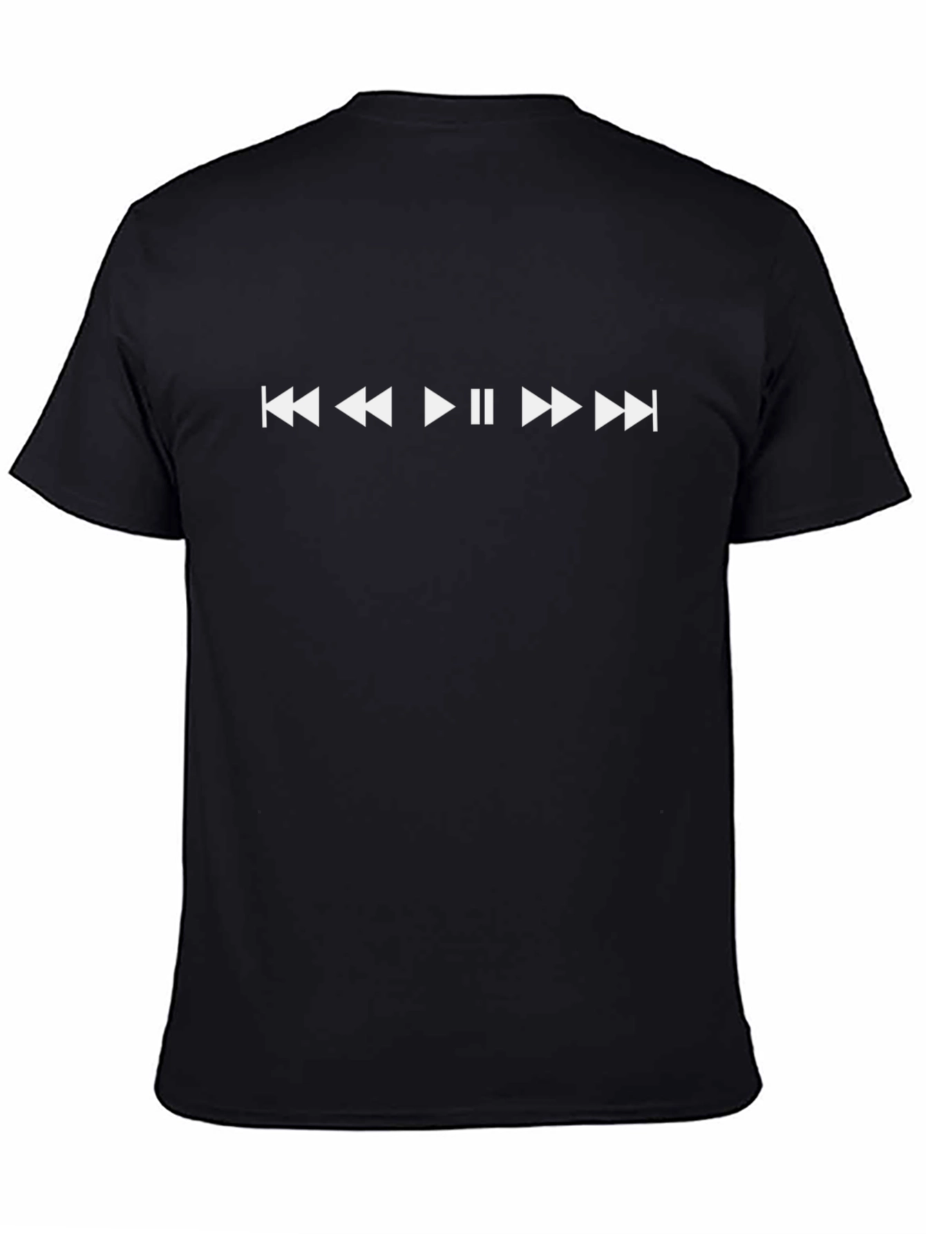Music Playback Icon T-Shirt - Black Cotton Tee