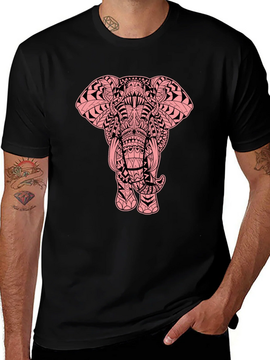 Elephant Graphic Print Black Tee