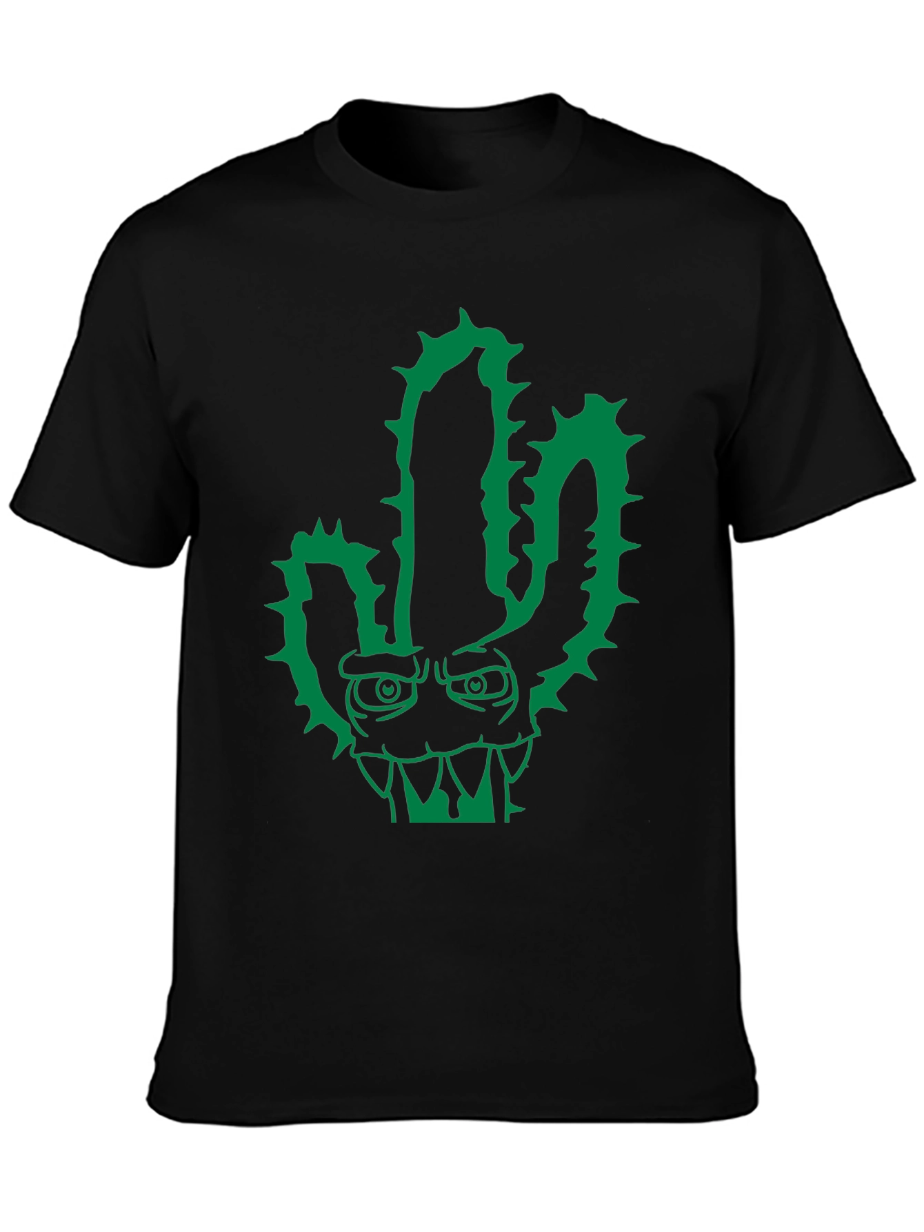 Cool Cactus Monster Graphic Black T-Shirt