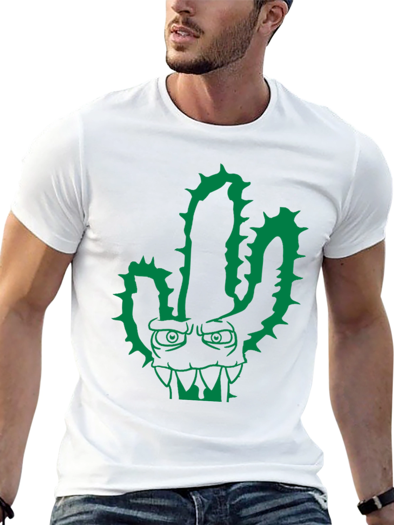 Cool Cactus Monster Graphic Black T-Shirt
