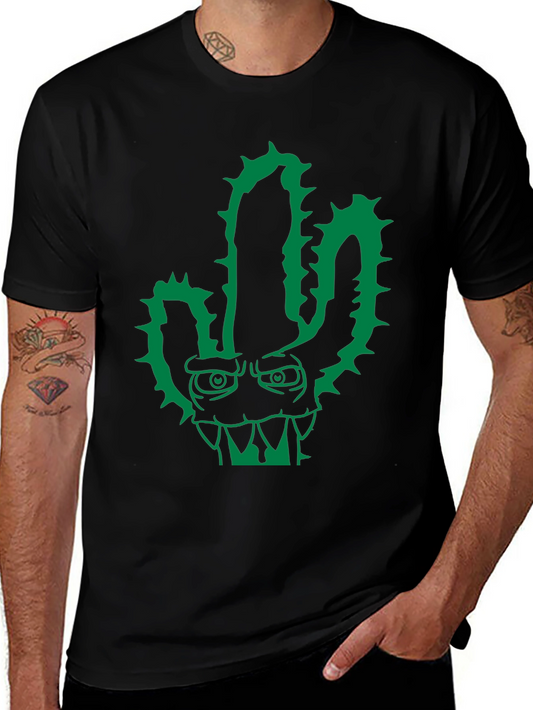 Cool Cactus Monster Graphic Black T-Shirt