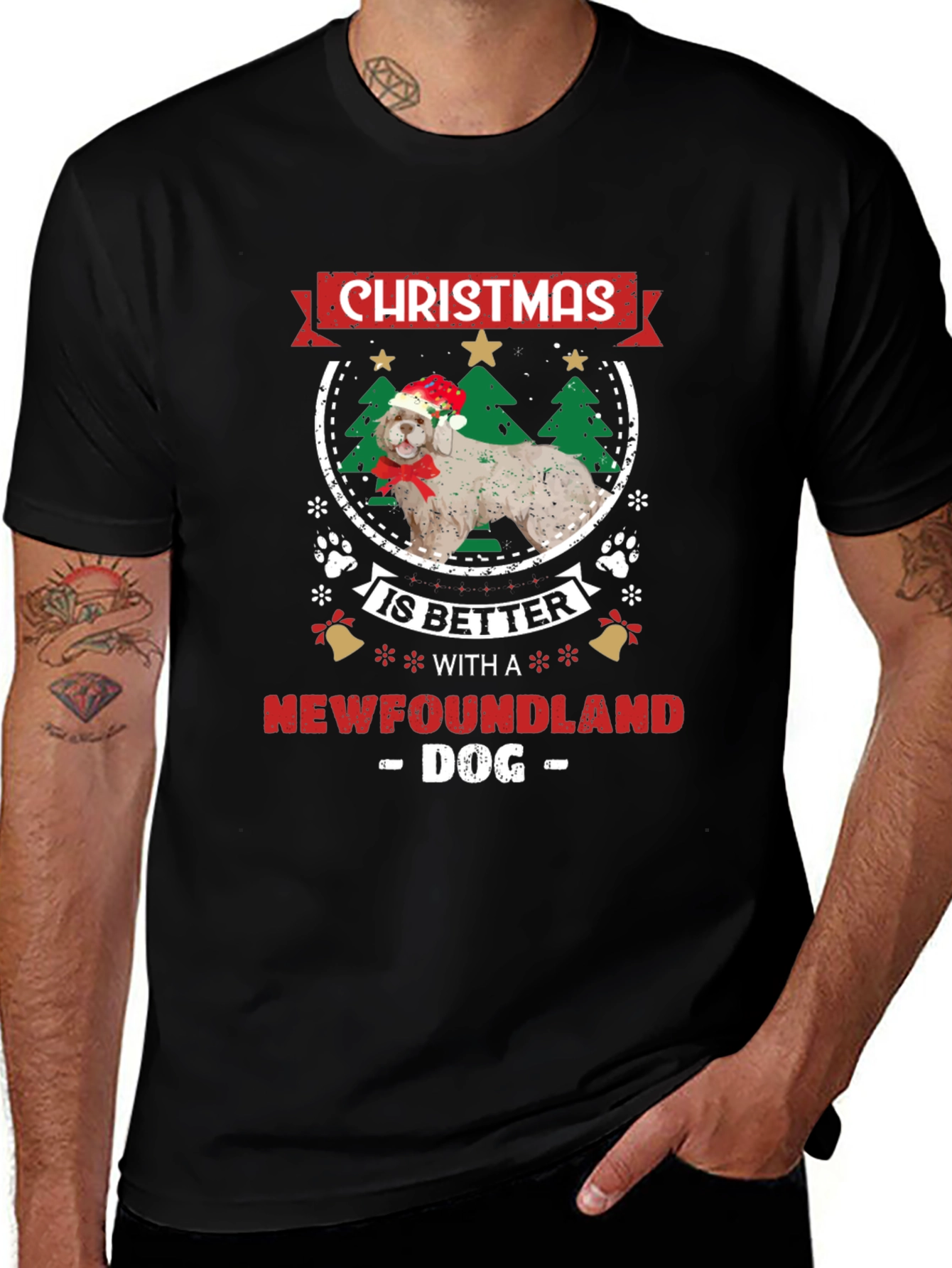 Christmas Newfoundland Dog T-Shirt