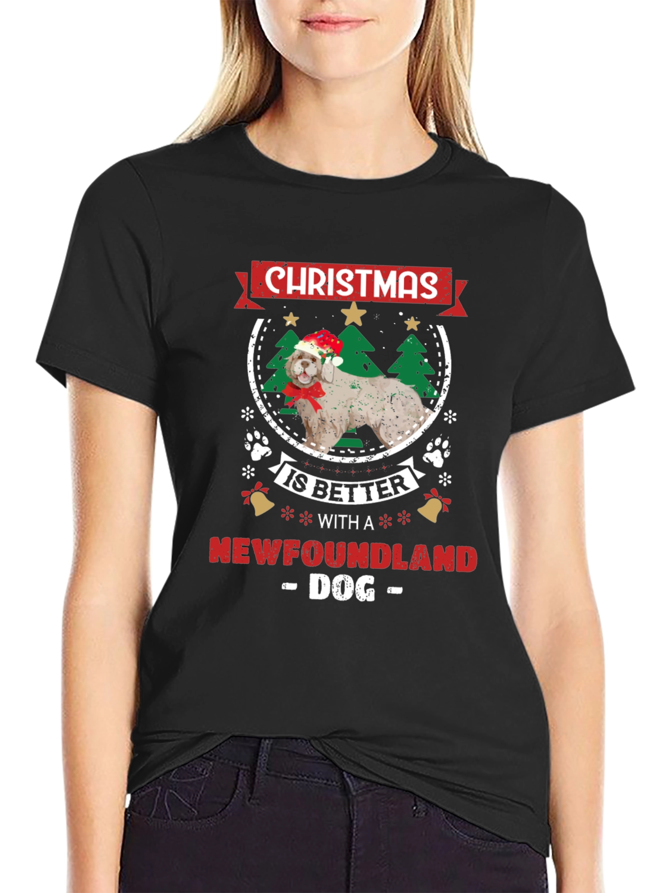Christmas Newfoundland Dog T-Shirt