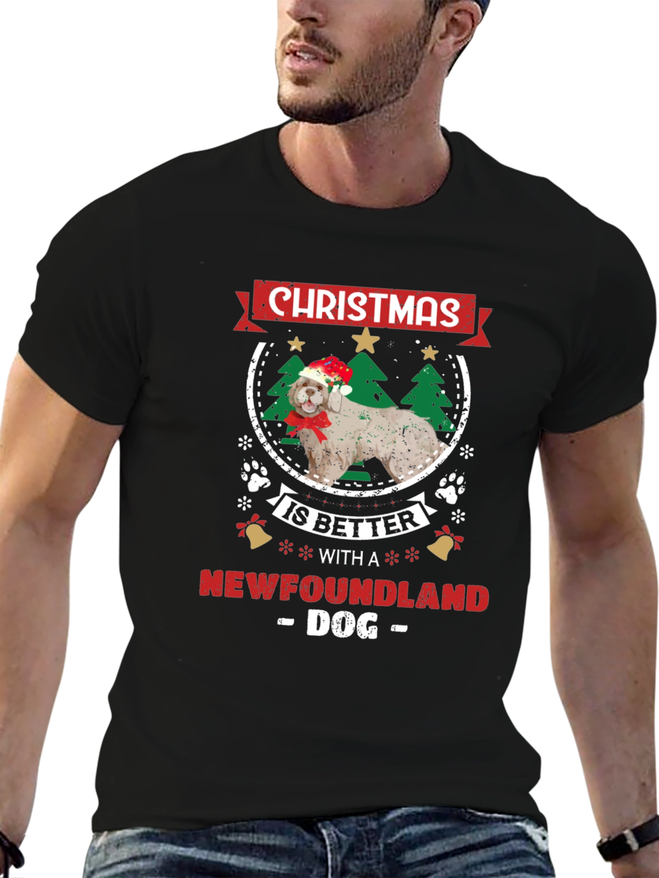 Christmas Newfoundland Dog T-Shirt