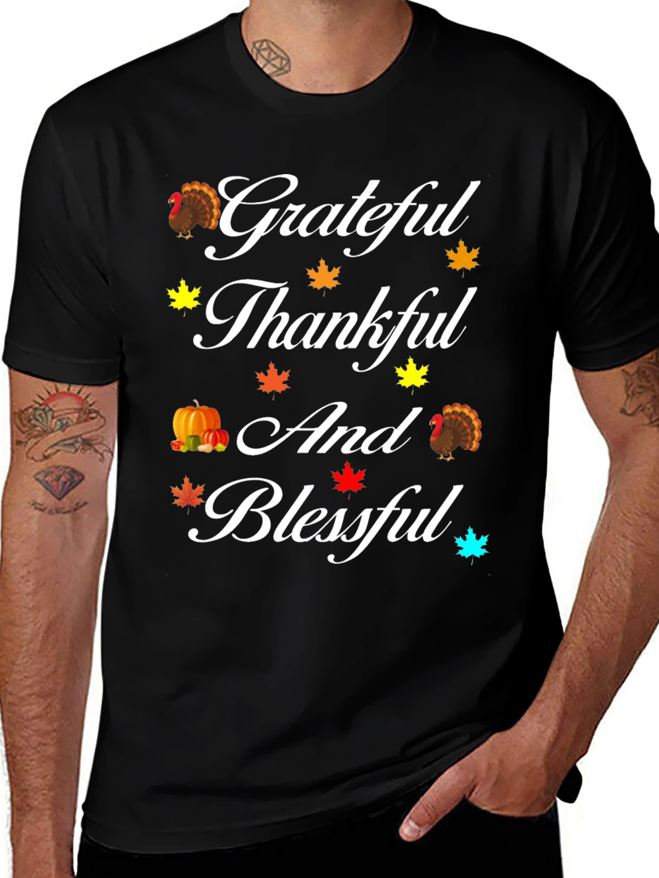 Thanksgiving Grateful Thankful Blessed T-Shirt