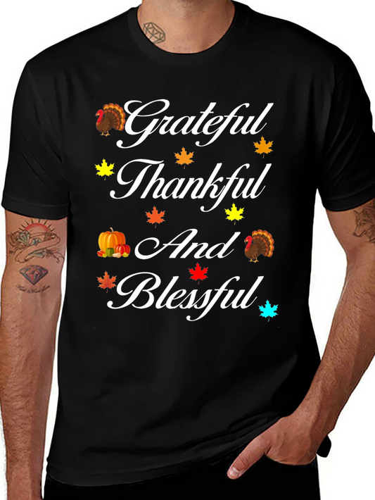 Thanksgiving Grateful Thankful Blessed T-Shirt