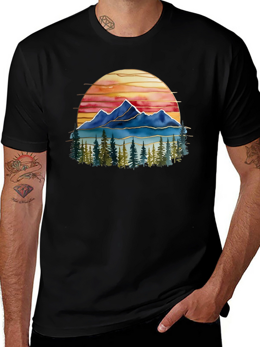 Mountain Sunset Graphic Tee - Nature Lovers T-Shirt