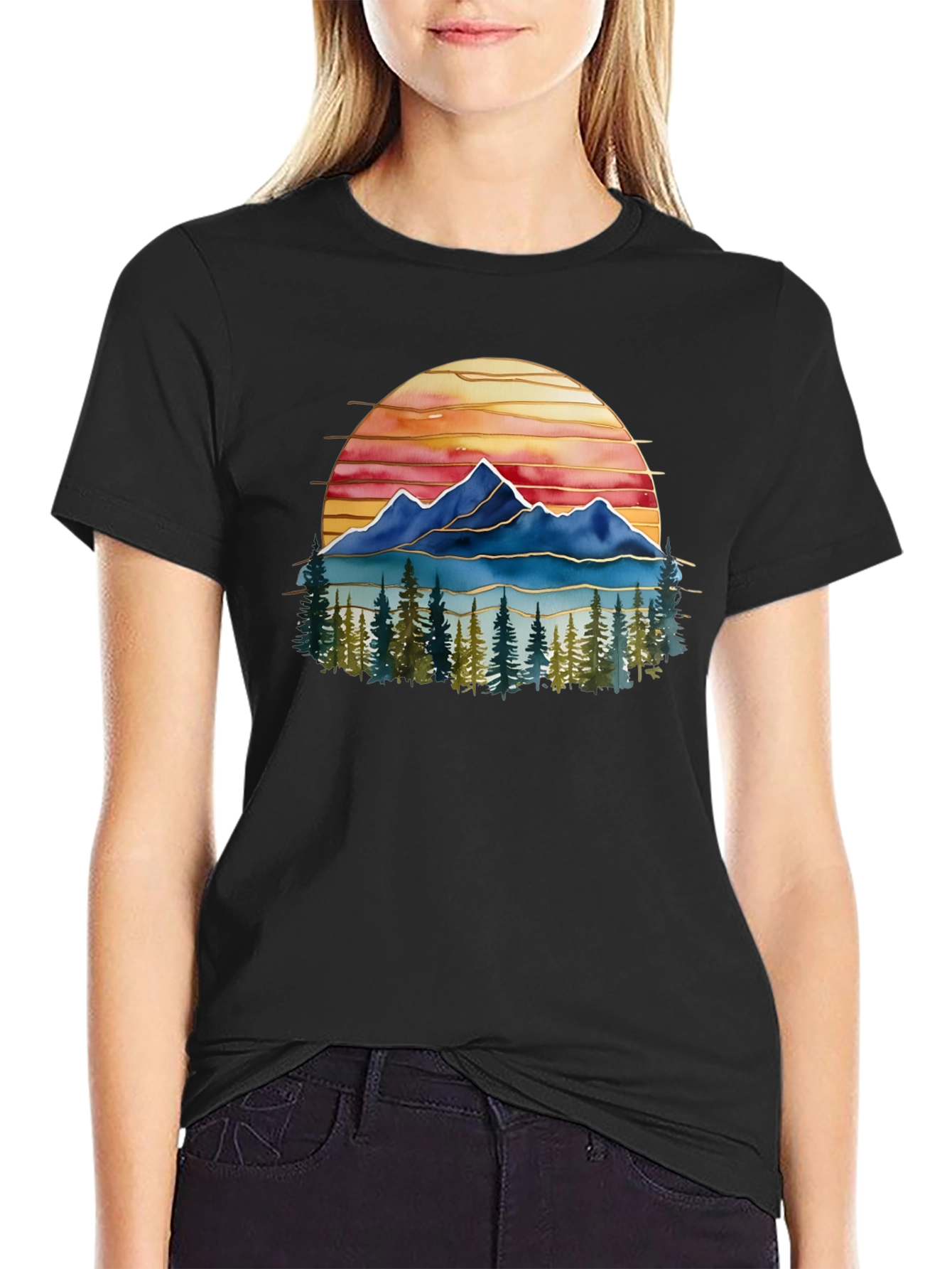 Mountain Sunset Graphic Tee - Nature Lovers T-Shirt