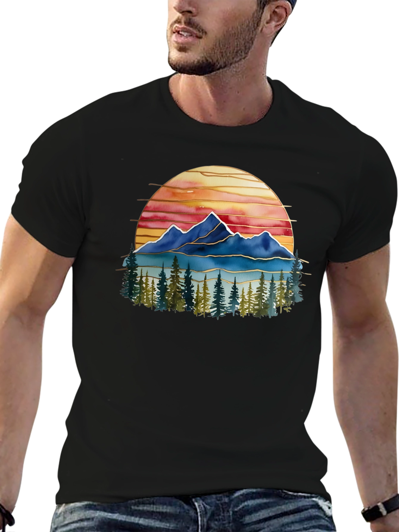 Mountain Sunset Graphic Tee - Nature Lovers T-Shirt
