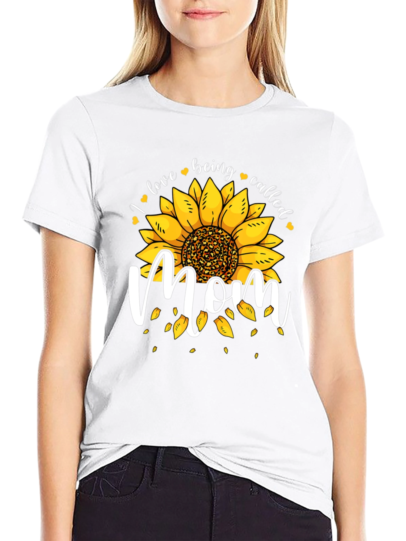 Sunflower Mom Graphic Tee - Black Cotton Blend