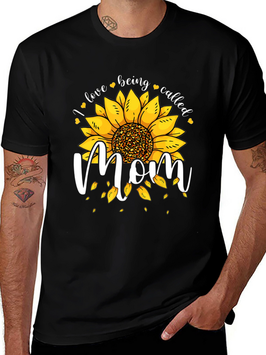 Sunflower Mom Graphic Tee - Black Cotton Blend