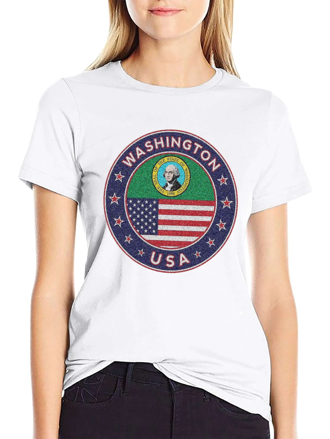 Washington State Seal T-Shirt - USA Flag Design
