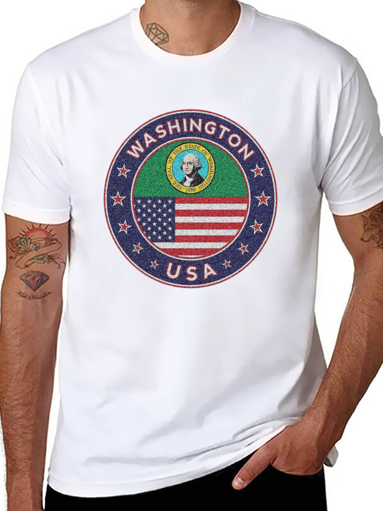 Washington State Seal T-Shirt - USA Flag Design