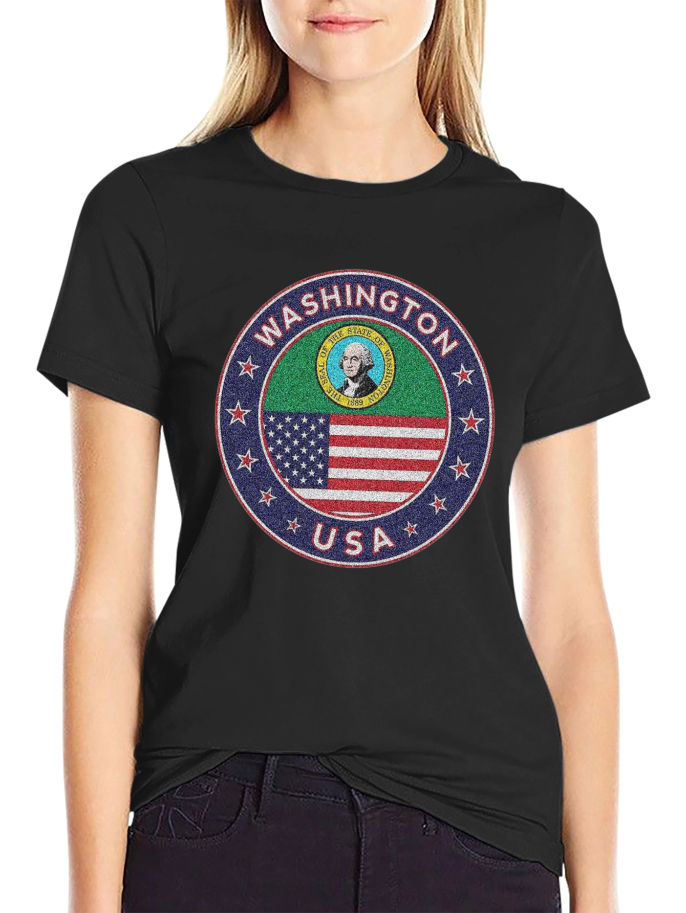 Washington State Seal T-Shirt - USA Flag Design