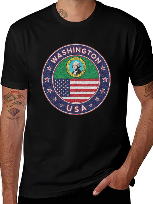 Washington State Seal T-Shirt - USA Flag Design