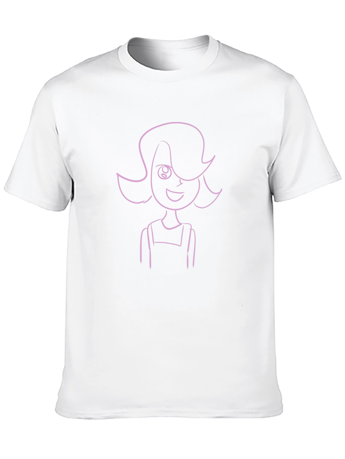 Line Art Girls Black Cotton T-Shirt
