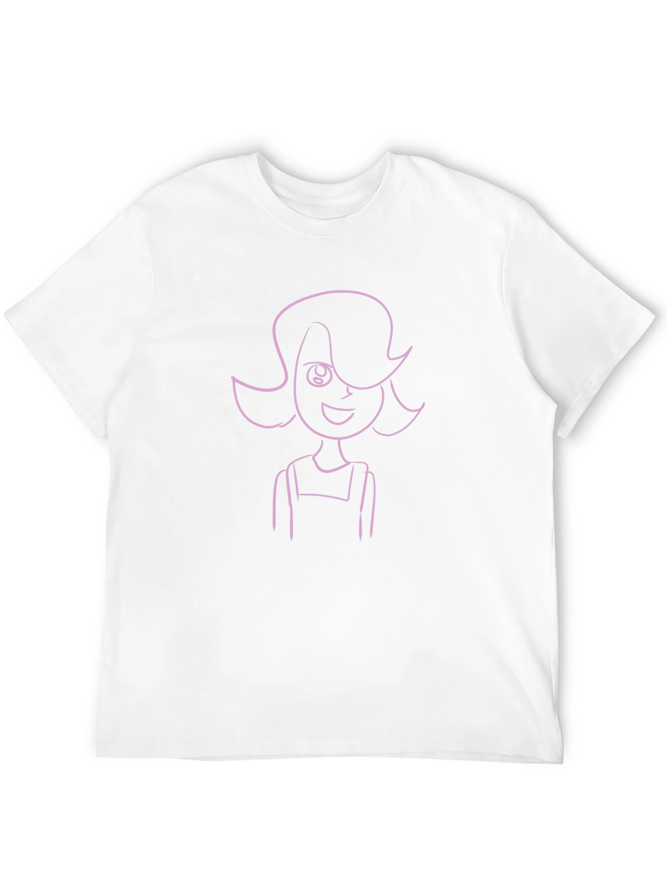 Line Art Girls Black Cotton T-Shirt