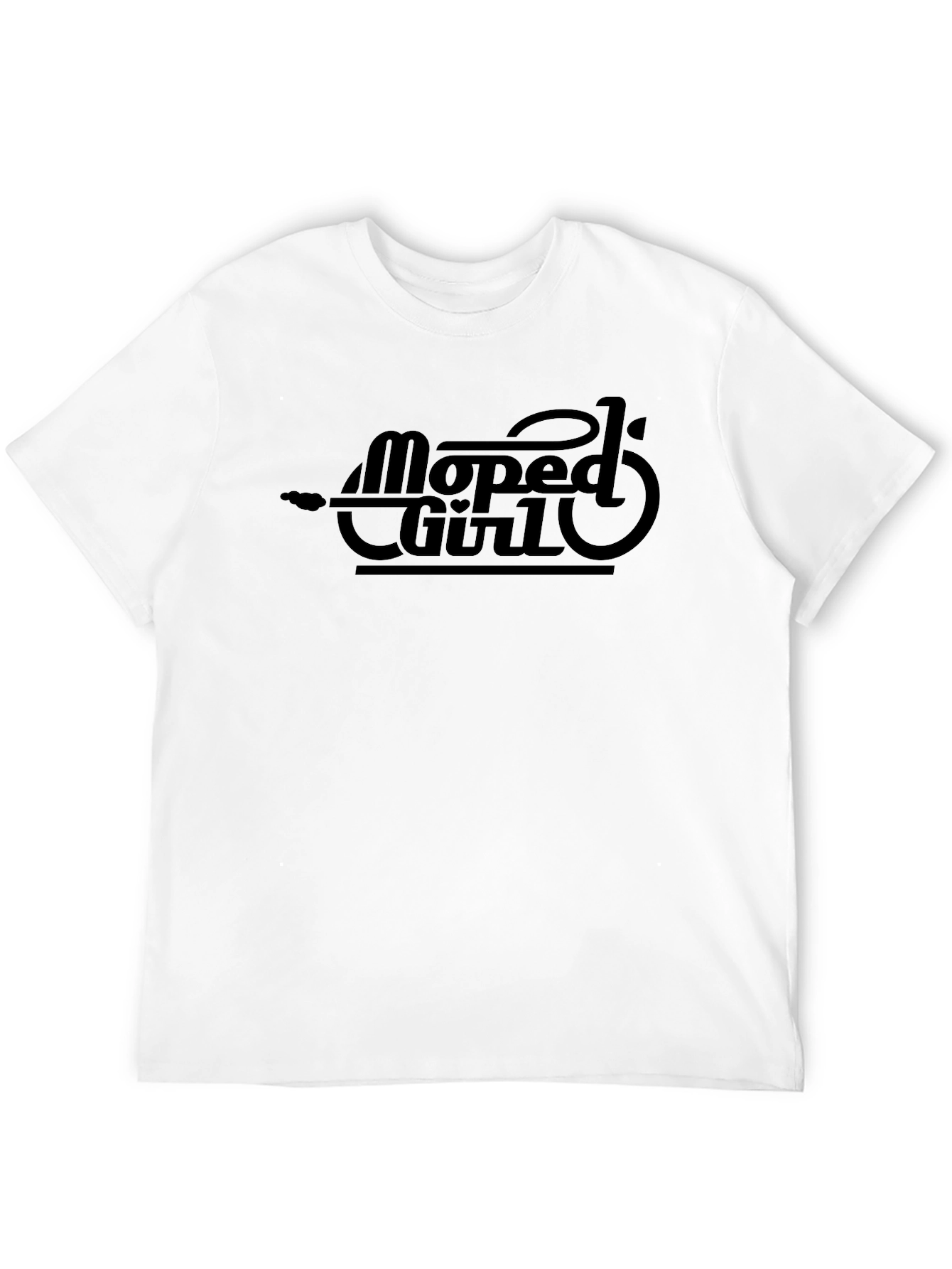 Moped Girl Graphic Tee - Sleek Black Cotton T-Shirt