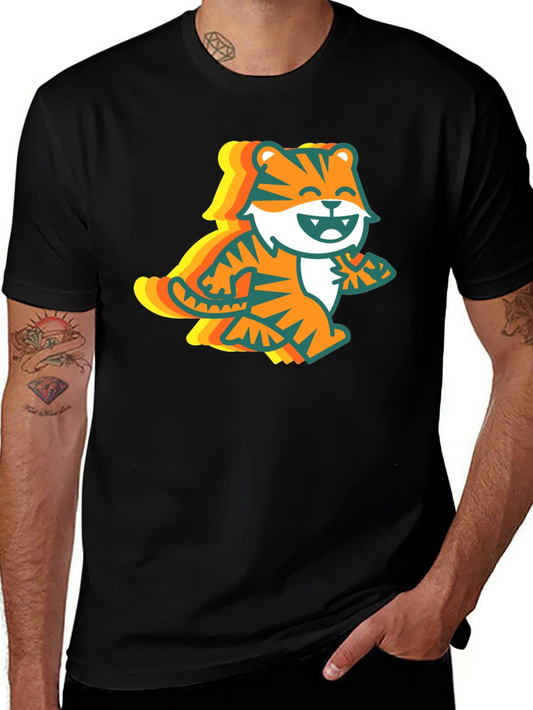 Retro Tiger Graphic Tee - Black