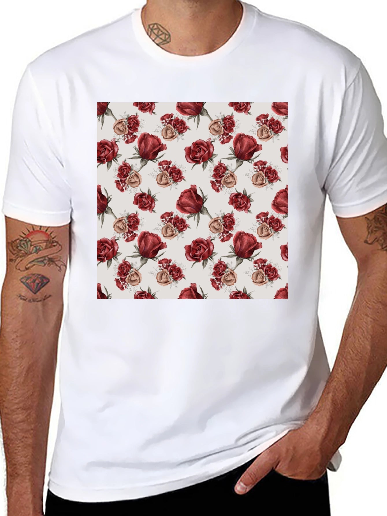 Rose Pattern T-Shirt | Floral Design Tee