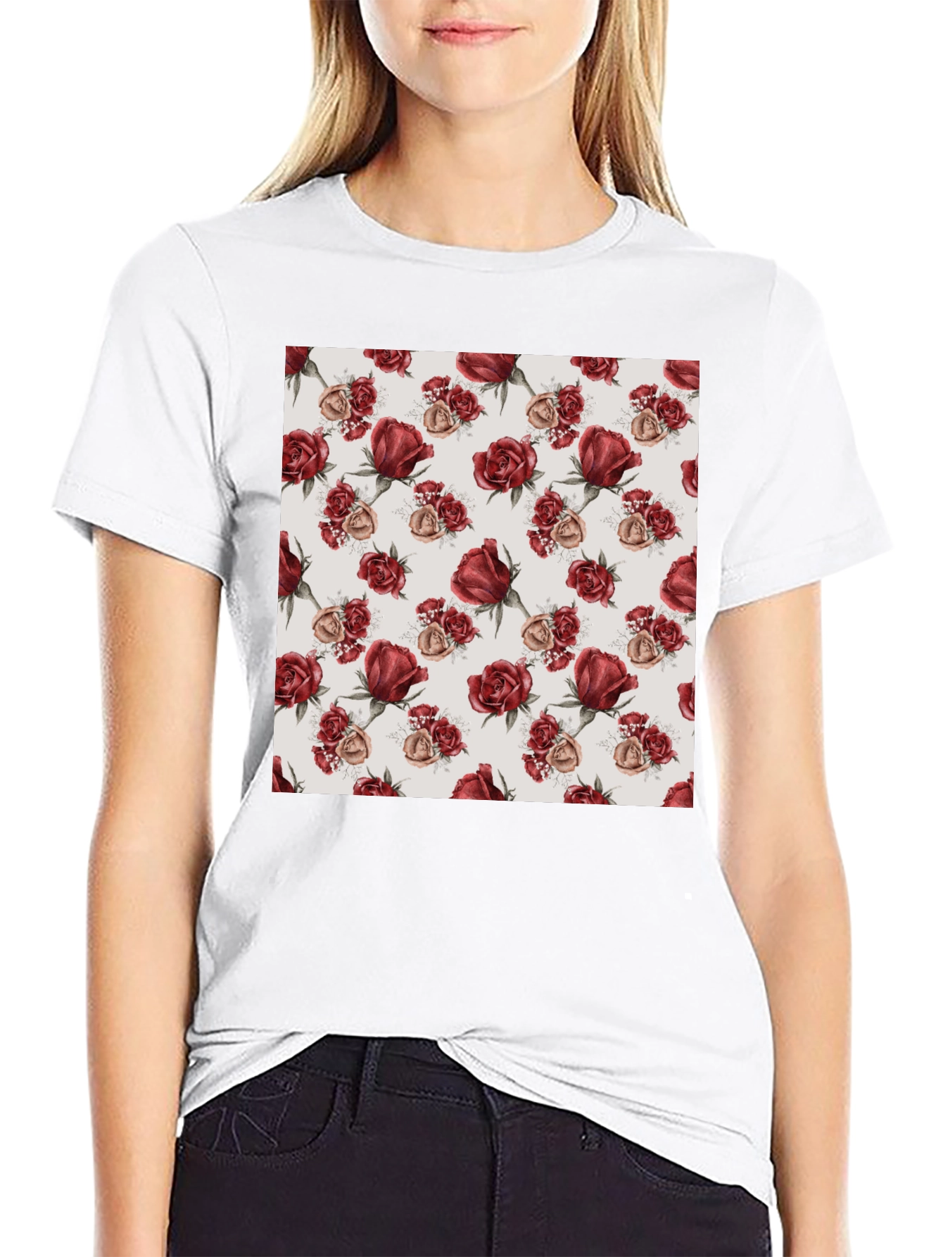 Rose Pattern T-Shirt | Floral Design Tee