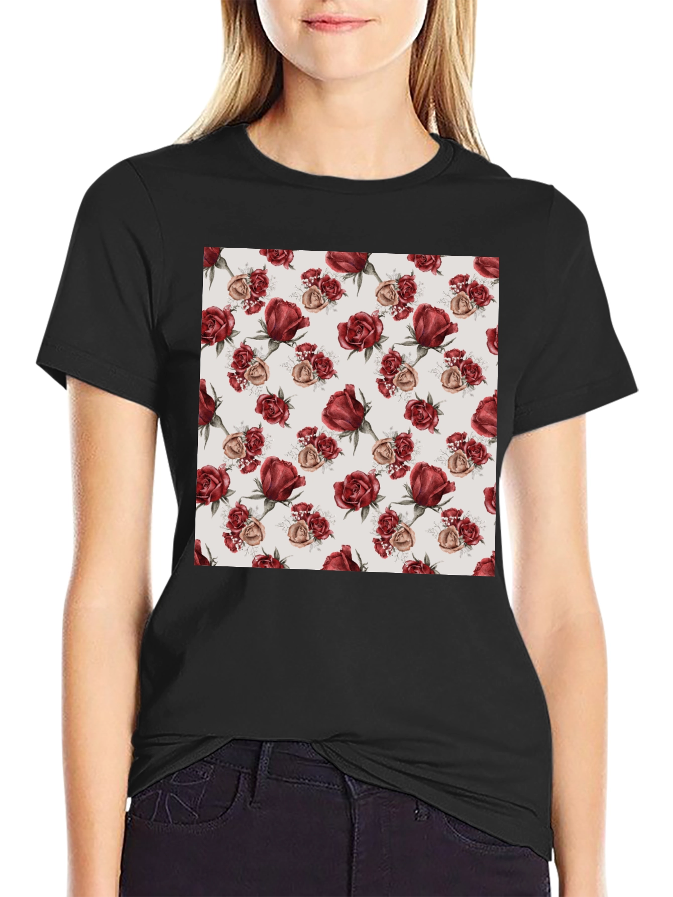 Rose Pattern T-Shirt | Floral Design Tee