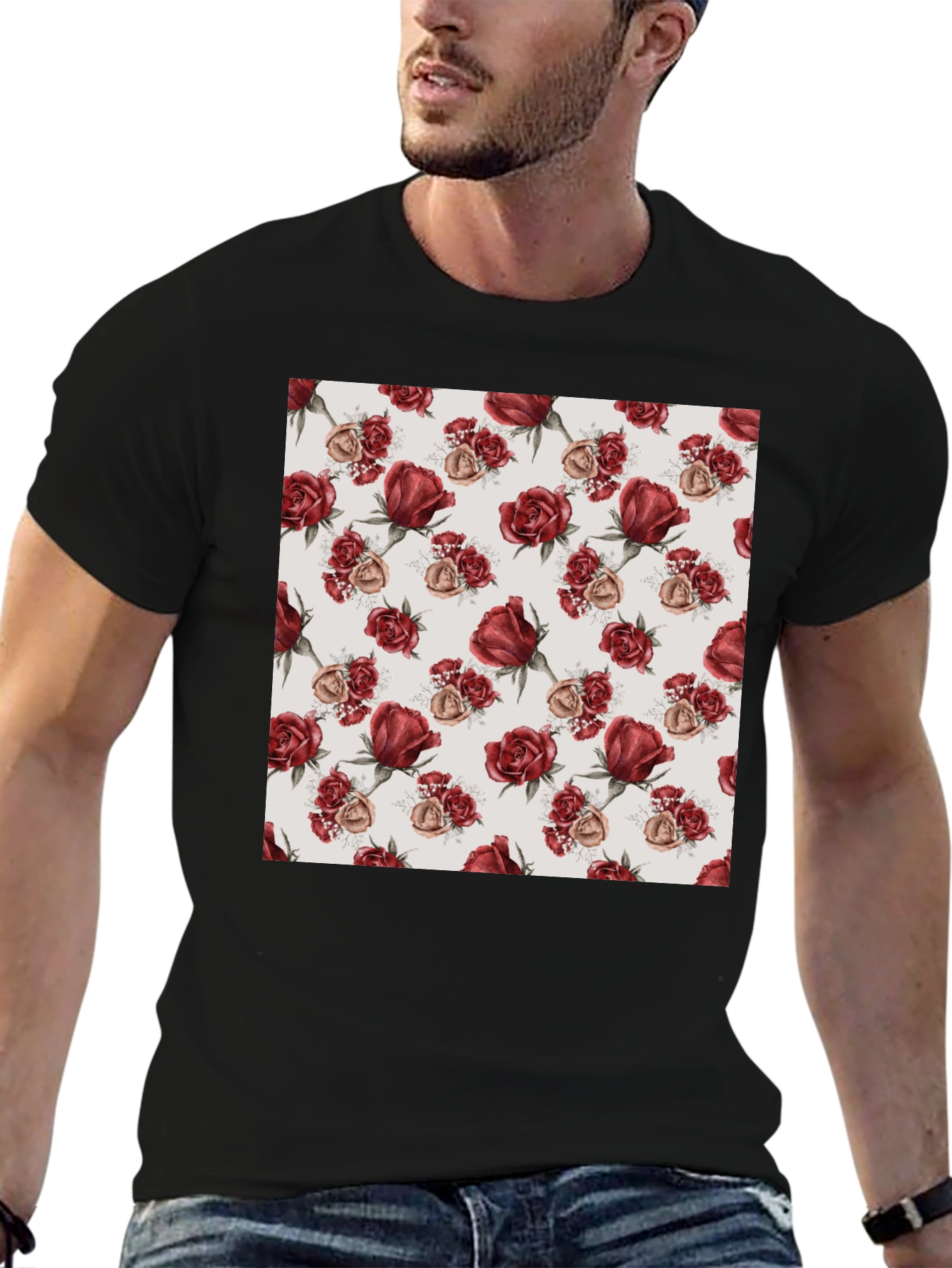 Rose Pattern T-Shirt | Floral Design Tee