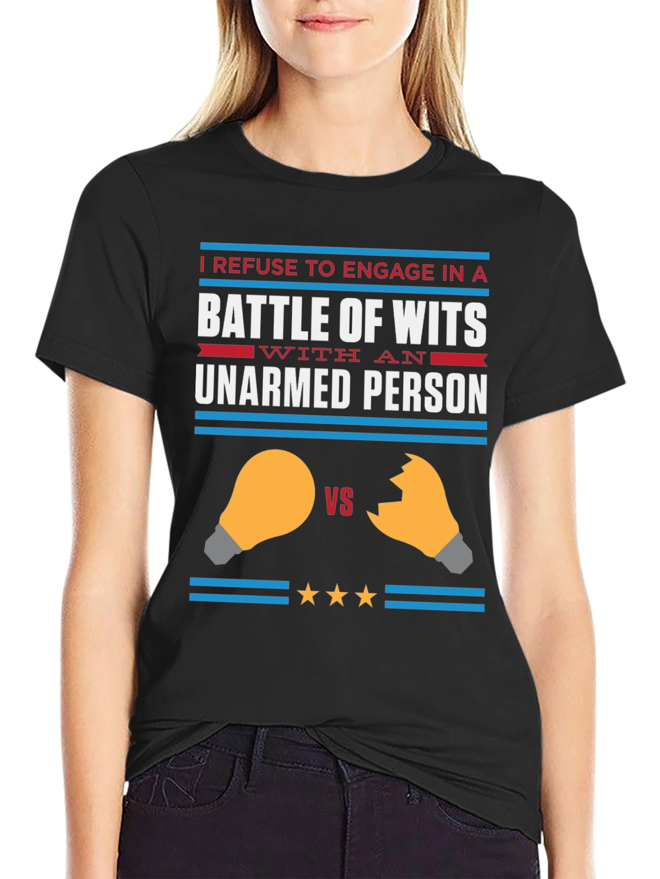 Humorous Battle of Wits Graphic Tee