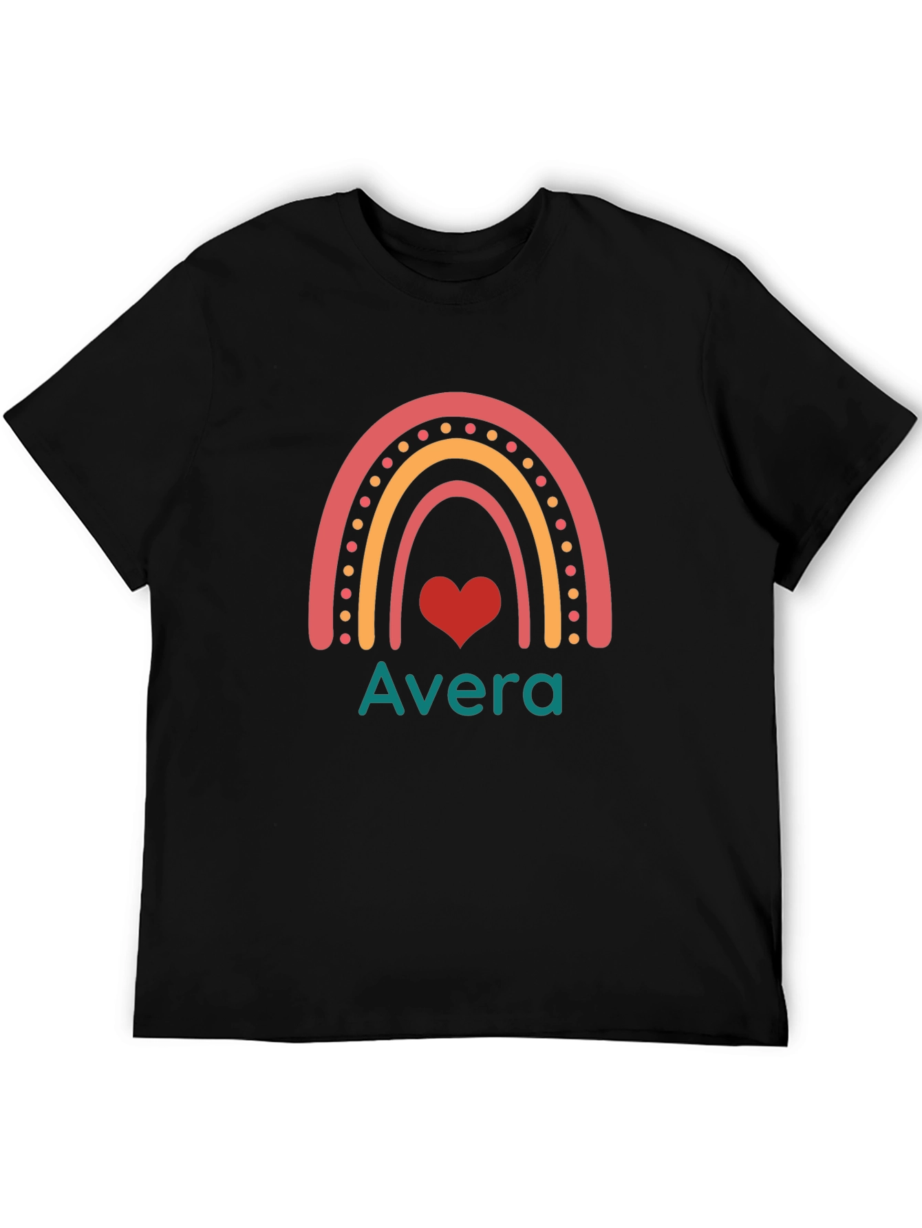 Avera Rainbow Heart Graphic Tee - Black Cotton Blend