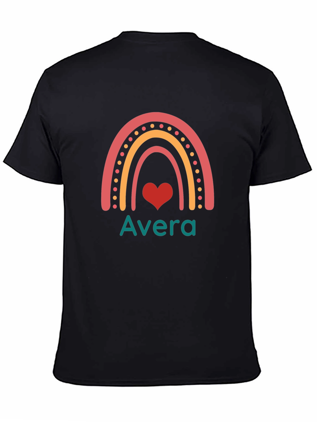 Avera Rainbow Heart Graphic Tee - Black Cotton Blend