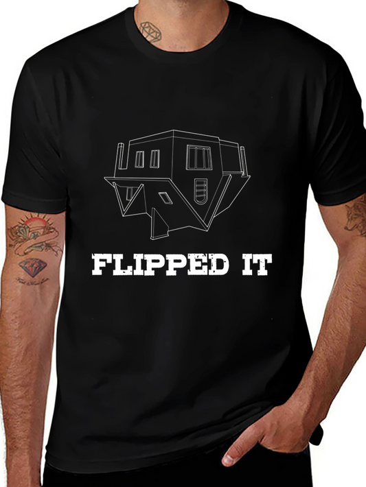 Flipped It Graphic Tee - Unique Upside Down House Design